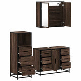 3 Piece Bathroom Furniture Set Brown Oak Engineered Wood 3301024
