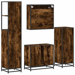 ZNTS 4 Piece Bathroom Furniture Set Smoked Oak Engineered Wood 3301287