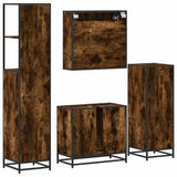 4 Piece Bathroom Furniture Set Smoked Oak Engineered Wood 3301287