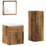 Bathroom Furniture Set with Door 4 pcs Old Wood Engineered Wood 3332578