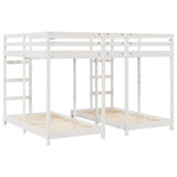 Triple Bunk Bed Frame White 160 x 200 cm Solid Pine Wood 3414562