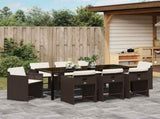 Garden Dining Set 9 pcs Brown Poly Rattan 3380700