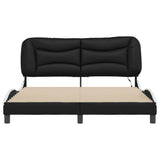 Bed Frame with LED without Mattress "Hvar" Black and White 160x200 cm 3213946
