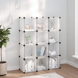 Storage Cube Organiser with 12 Cubes and Doors Transparent PP 340555