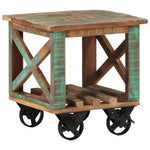 ZNTS Side Table with Wheels 40x40x42 cm Solid Wood Reclaimed 338005