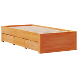 Bed Frame without Mattress with Drawers Wax Brown 75x190 cm Small Single Solid Wood Pine 3308830