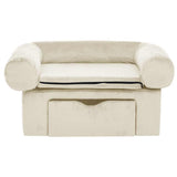 Dog Sofa with Drawer Cream 75x50x38 cm Plush 171082
