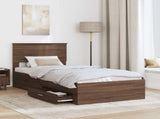 Bed Frame Brown Oak and Silver 100 x 200 cm Engineered Wood 3408305