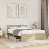 Bed Frame with Headboard without Mattress Sonoma Oak 135x190 cm Double 3295599