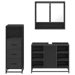 ZNTS 3 Piece Bathroom Furniture Set Black Engineered Wood 3301060