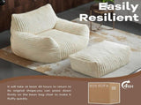 Bean Bag Chair Footrest, Soft Comfy Velvet Fur Fabric Lazy Sofa, High-Density Shredded Foam T5592P445292
