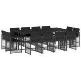 13 Piece Garden Dining Set with Cushions Black Poly Rattan 3211759