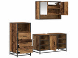 Bathroom Furniture Set with Door 3 pcs Old Wood Engineered Wood 3402563