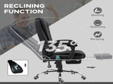 Office Chair with 6 Point Massage Back Heat, Linen Desk Chair with Footrest Adjustable Height T3398P343362