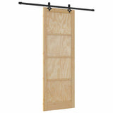 Sliding Door Natural and Black 83 x 232 cm Solid Pine Wood 3333536