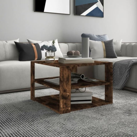 ZNTS Coffee Table Smoked Oak 60x60x40 cm Engineered Wood 826626