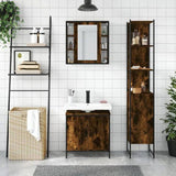 3 Piece Bathroom Cabinet Set Smoked Oak Engineered Wood 3214742