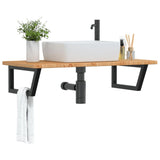 Basin Shelf Wall Mounted Steel and Solid Wood Oak 3302399