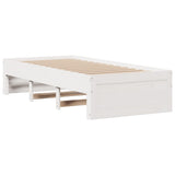 Bed Frame without Mattress with Drawers White 90x190 cm Single Solid Wood Pine 3308826