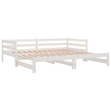 ZNTS Daybed with Trundle without Mattress White 90x200 cm Solid Wood 840142