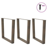 Dining Table Legs V-Shape 3 pcs Natural Steel 90x cm Steel 4012671