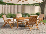 5-Piece Garden Dining Set Natural Solid Acacia Wood 3434556