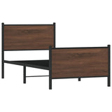 Metal Bed Frame without Mattress Brown Oak 107x203 cm 4007779
