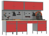 Work Cabinet with Drawer 10 pcs Red Engineered Wood and Steel 3321471