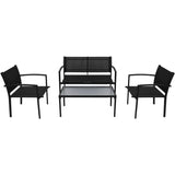 4 Piece Garden Lounge Set Textilene Black 42162