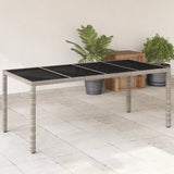 Garden Table with Glass Top Light Grey 190x90x75 cm Poly Rattan 368128