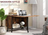 Six-Person Drop Leaf Dining Table - Rustic Brown/Black T3398P344822