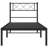 Metal Bed Frame without Mattress with Headboard Black 75x190cm 372267