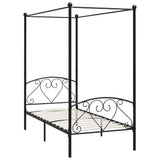Canopy Bed Frame without Mattress Black Metal 100x200 cm 284434