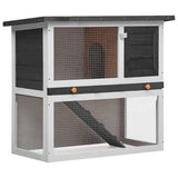Outdoor Rabbit Hutch 1 Door Grey Wood 170831