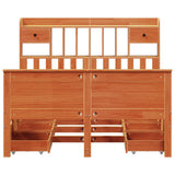 Bookcase Bed without Mattress Wax Brown 150x200 cm King Solid Wood Pine 3308920