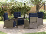 Garden Dining Set with Cushion 5 pcs Grey and Black Rattan 3380584