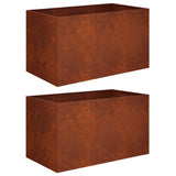 Garden Planter 2 pcs Rusty 80 x 50 x 50 cm Weathering Steel 8005273