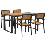 Garden Dining Set 5 pcs Black and brown 140 x 80 x 75 cm 3284383