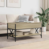 Coffee Table Sonoma Oak 100x50x50 cm Engineered Wood and Metal 845357