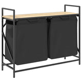 Laundry Basket 2 Compartments with Shelf Sonoma Oak 859076