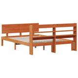 Bed Frame with Headboard 2 pcs Wax Brown Solid Pine Wood 3422782