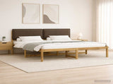 Bed Frame with Upholstered Headboard Whitewash and Taupe 3405094
