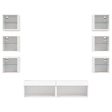 8 Piece TV Wall Units with LED White Engineered Wood 3216633