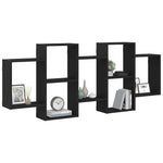 ZNTS Wall Shelf Black Oak 159x18x65 cm Engineered Wood 868064
