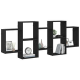 ZNTS Wall Shelf Black Oak 159x18x65 cm Engineered Wood 868064