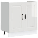 Sink Base Cabinet Kalmar High Gloss White 80x46x81.5 cm Engineered Wood 853449