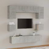 8 Piece TV Cabinet Set Concrete Grey Engineered Wood 3114409