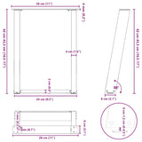 Coffee Table Legs U-Shaped 2 pcs Natural Steel 28x cm Steel 4012759
