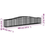 Arched Gabion Baskets 3 pcs 400x50x60/80 cm Galvanised Iron 3145931