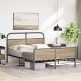 Bed Frame without Mattress 140x200 cm Sonoma Oak Engineered Wood 4100393
